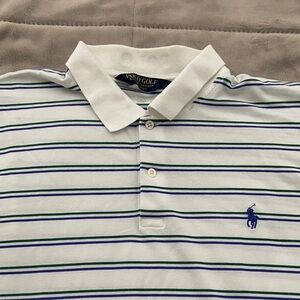 Polo Golf White and Blue Striped Men's Polo Shirt A15